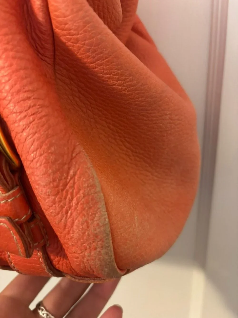 Vintage Prada Original Deerskin Leather Satchel Coral/Red (Faded Edges)